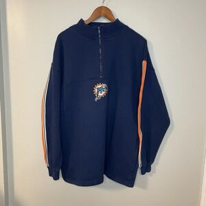 Vintage 90s Miami Dolphins NFL Quarter Zip Pullover Sweatshirt Logo Athletic 2XL